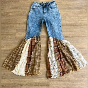 Oli & Hali Denim and Plaid Flare Jeans